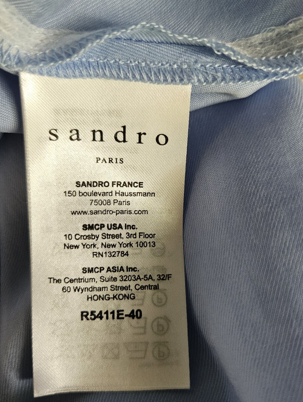 SANDRO PARIS Lace-Inset Down Duster Dress Sky Blue Sz FR 34 XS - Picture 7 of 10